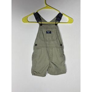 OshKosh B’gosh 24M Toddler Khaki Short Overalls Cargo Pockets Adjustable Straps